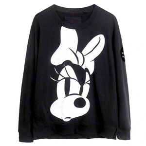 Disney Minnie Mouse Black and white close up pull over sweatshirt SZ L